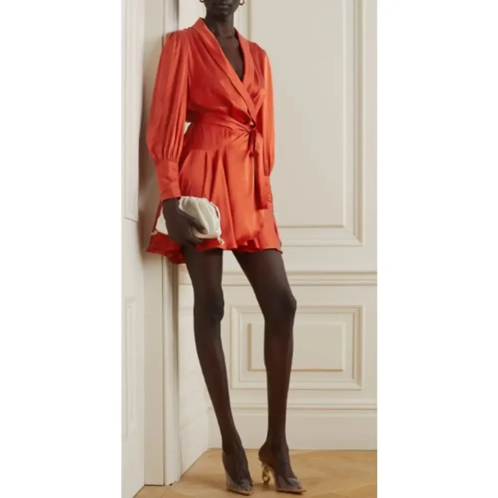 zimmermann silk wrap dress midi It boasts a deep V Zimmermann Women's Silk Wrap V-Neck